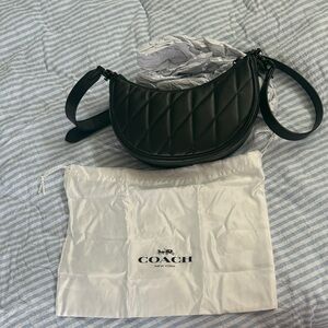 MORE PICS! Coach Black Quilted Crescent Shoulder Bag - Leather